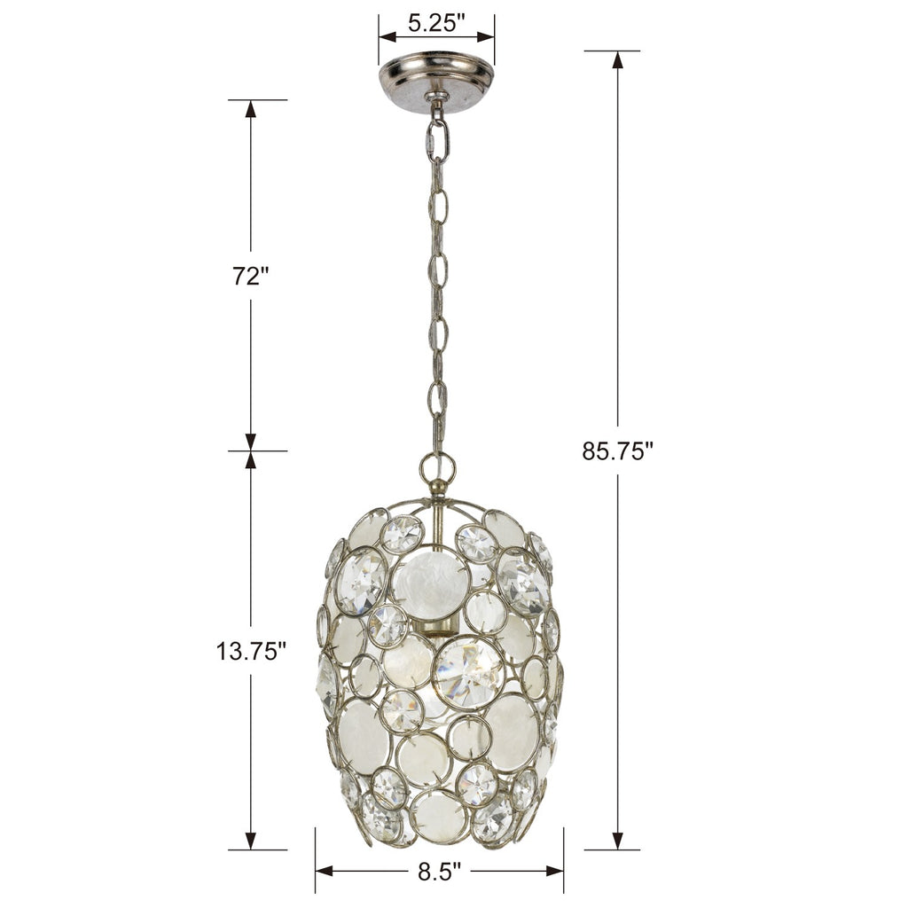 ##Antique Hardware## Palla 1 Light Antique Silver Mini Pendant