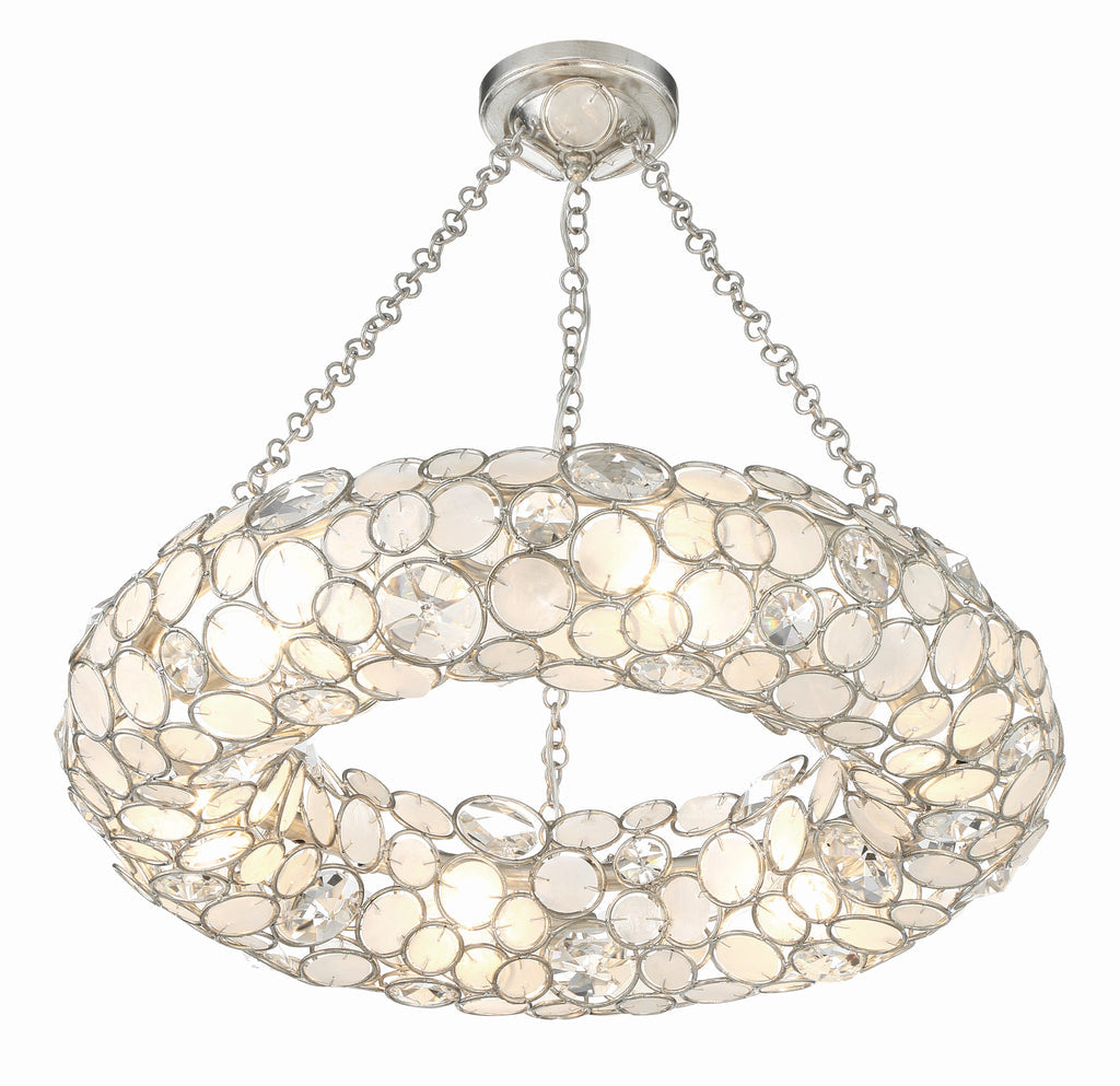 ##Antique Hardware## Palla 6 Light Antique Silver Chandelier