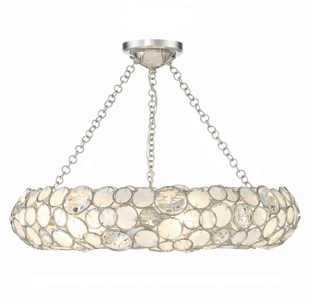 ##Antique Hardware## Palla 6 Light Antique Silver Semi Flush Mount