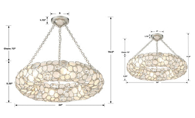 ##Antique Hardware## Palla 6 Light Antique Silver Semi Flush Mount