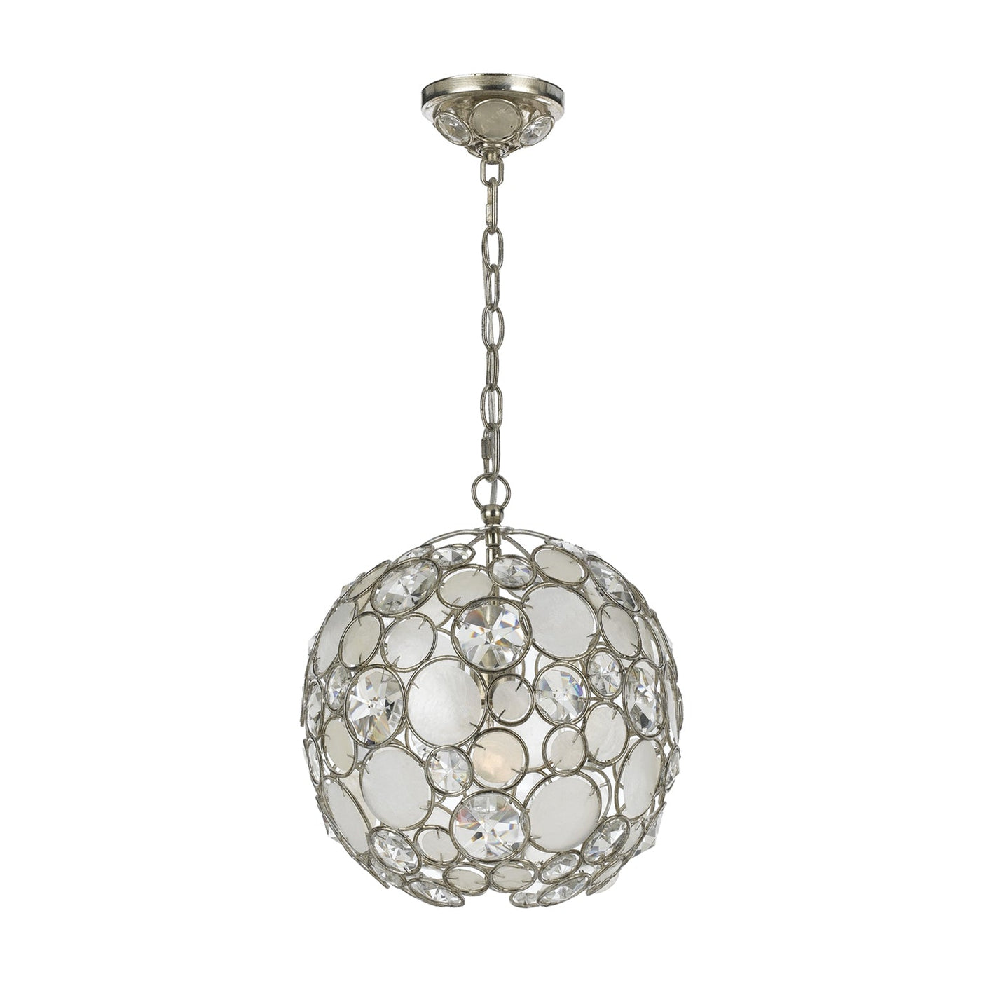 ##Antique Hardware## Palla 1 Light Antique Silver Sphere Pendant