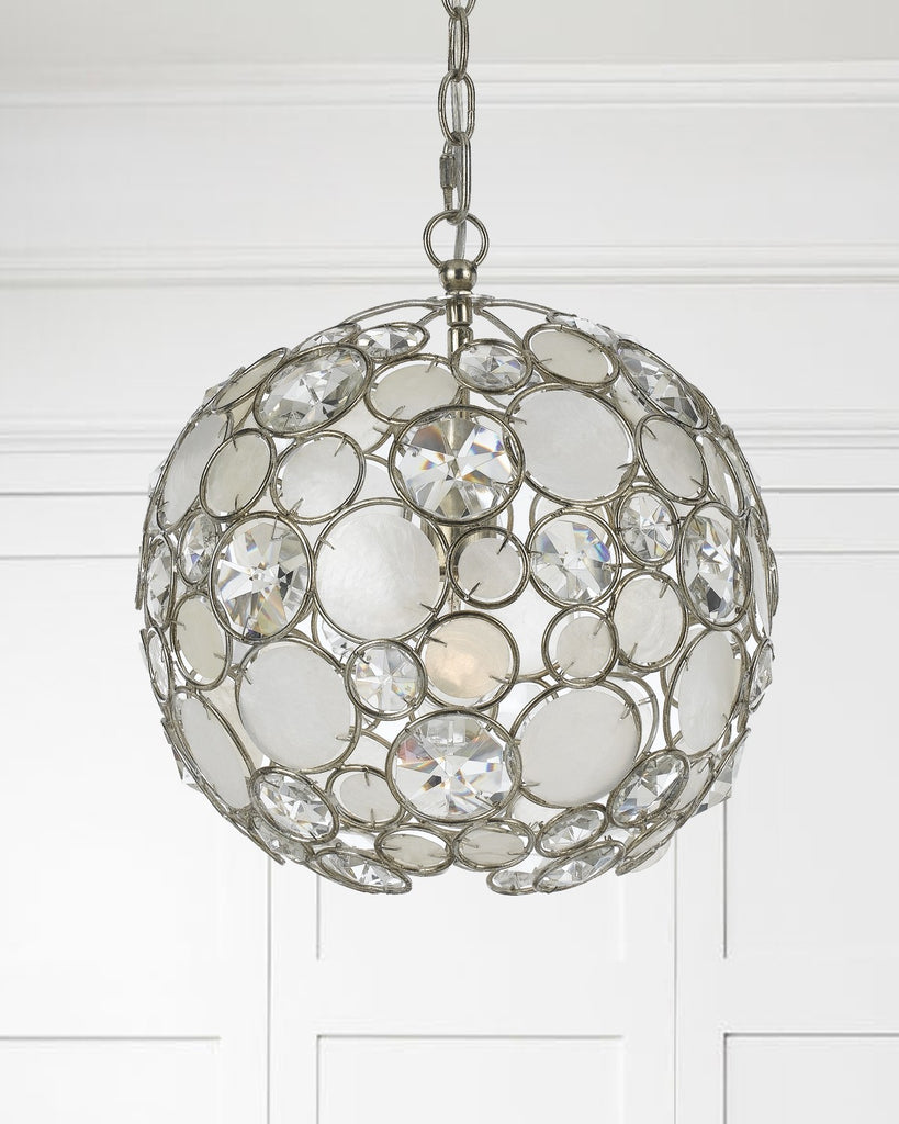 ##Antique Hardware## Palla 1 Light Antique Silver Sphere Pendant