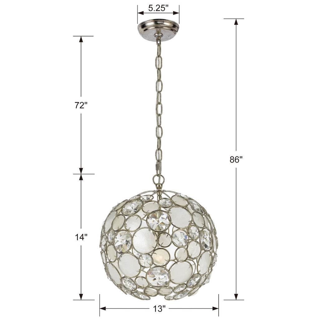 ##Antique Hardware## Palla 1 Light Antique Silver Sphere Pendant