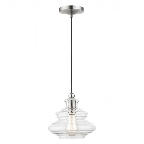 Antique Hardware 1 Light Brushed Nickel Pendant with Chrome Finish Accents Pendant