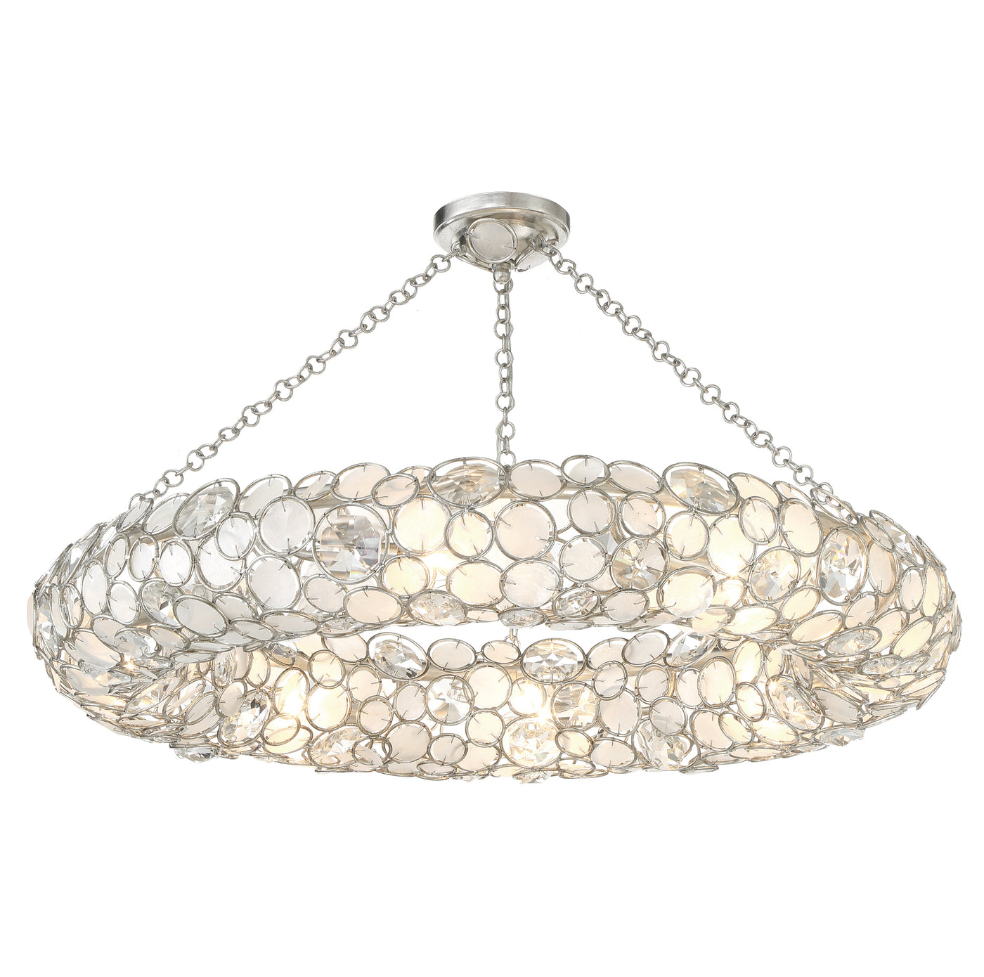 ##Antique Hardware## Palla 8 Light Antique Silver Semi Flush Mount