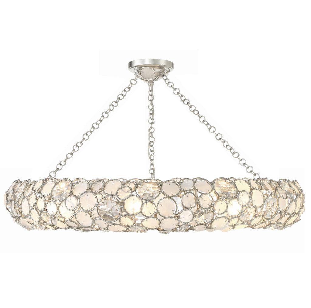 ##Antique Hardware## Palla 8 Light Antique Silver Semi Flush Mount