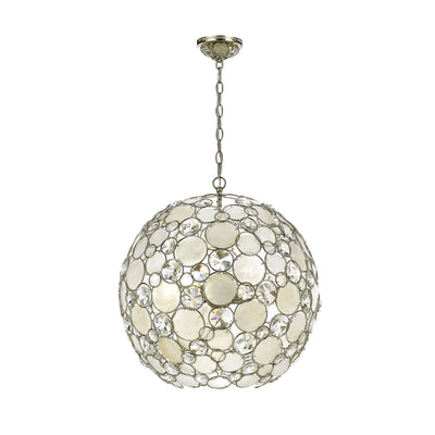 ##Antique Hardware## Palla 6 Light Antique Silver Sphere Chandelier