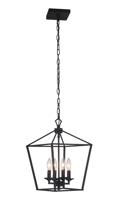 Antique Hardware Flynt 4 Light Small Foyer in Flat Black Pendant