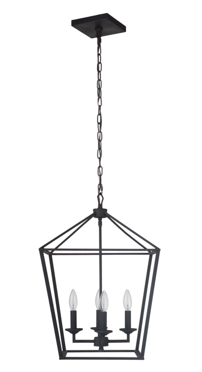 Antique Hardware Flynt 4 Light Medium Foyer in Flat Black Pendant