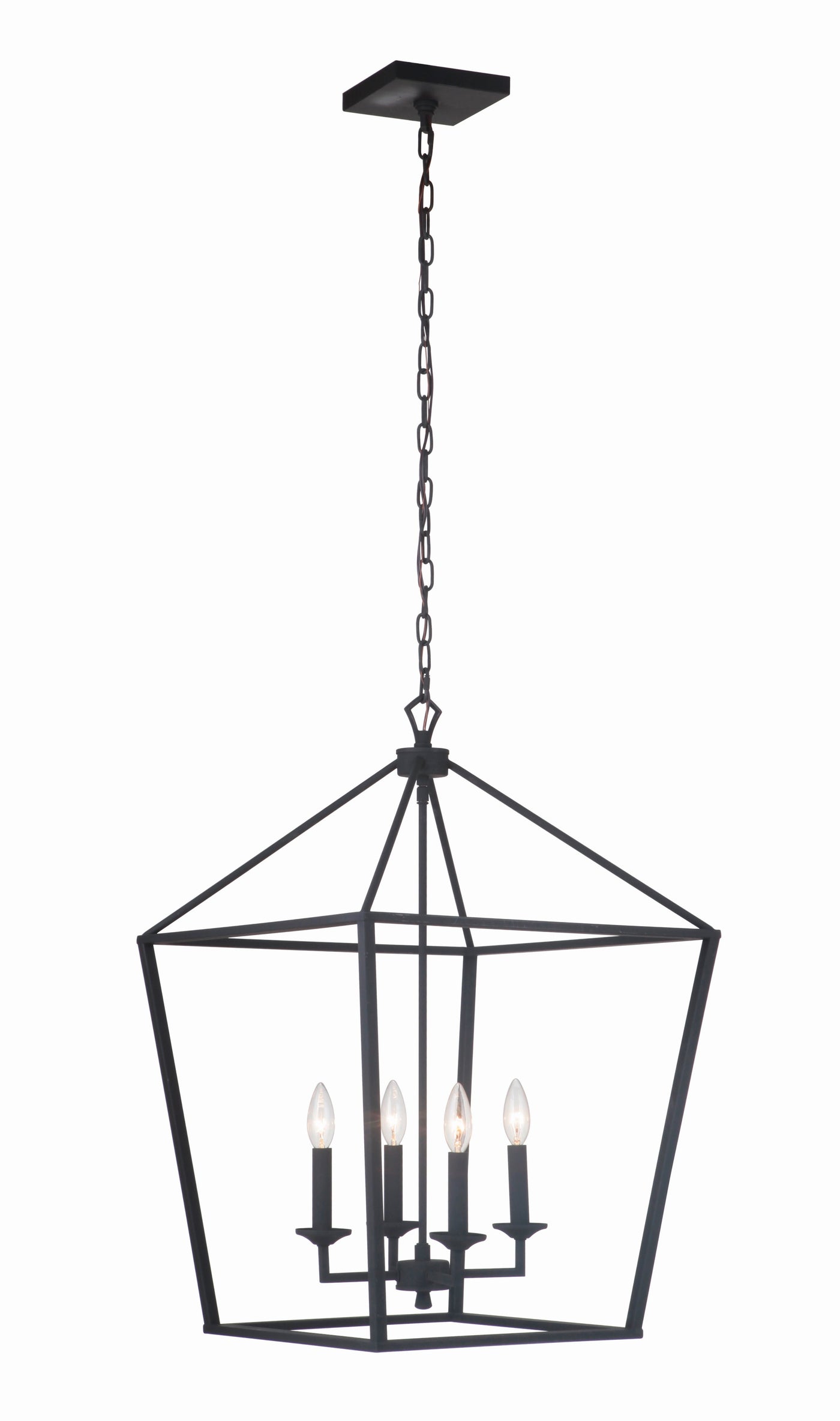 Antique Hardware Flynt 4 Light Large Foyer in Flat Black Pendant