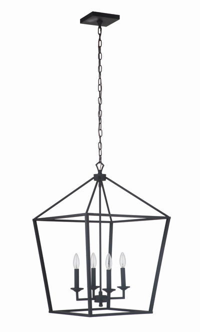 Antique Hardware Flynt 4 Light Large Foyer in Flat Black Pendant