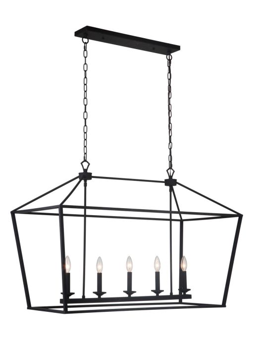 Antique Hardware Flynt 5 Light Island in Flat Black Linear