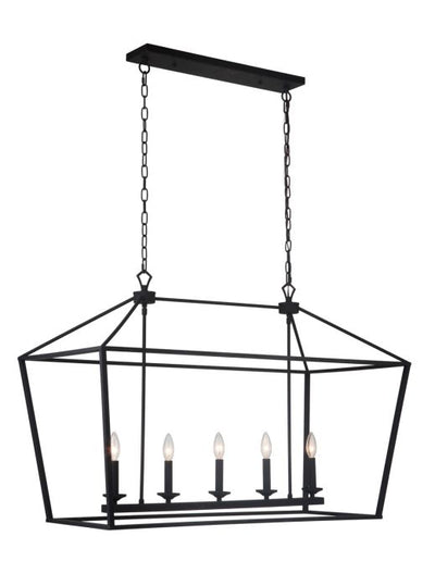 Antique Hardware Flynt 5 Light Island in Flat Black Linear