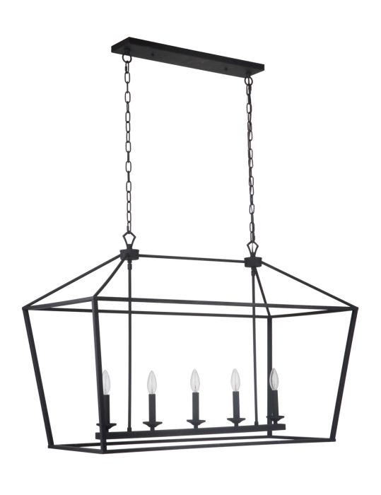 Antique Hardware Flynt 5 Light Island in Flat Black Linear