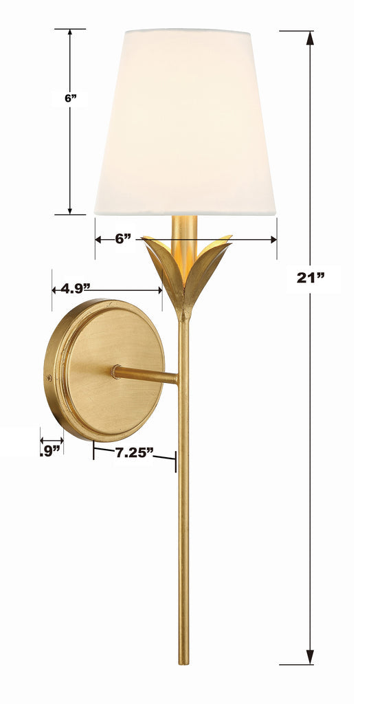 ##Antique Hardware## Broche 1 Light Antique Gold Sconce