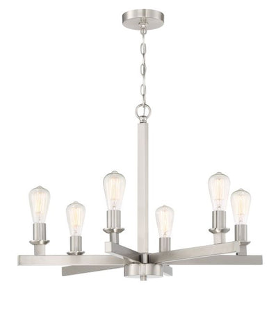 Antique Hardware Chicago 6 Light Chandelier in Brushed Polished Nickel Chandelier