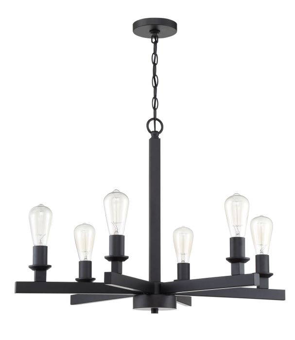 Antique Hardware Chicago 6 Light Chandelier in Flat Black Chandelier