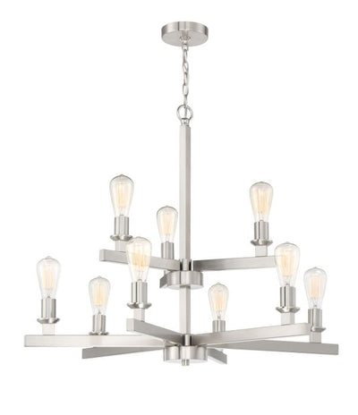 Antique Hardware Chicago 9 Light Chandelier in Brushed Polished Nickel Chandelier