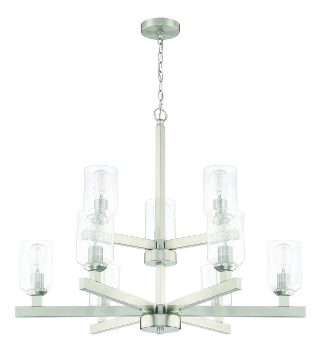 Antique Hardware Chicago 9 Light Chandelier in Brushed Polished Nickel Chandelier