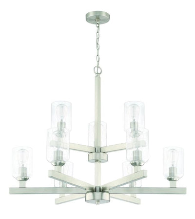 Antique Hardware Chicago 9 Light Chandelier in Brushed Polished Nickel Chandelier