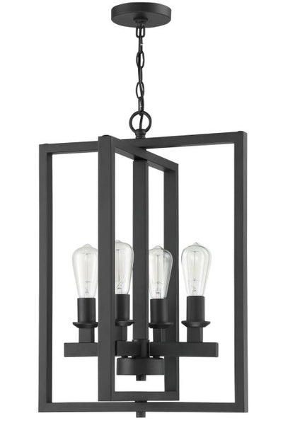 Antique Hardware Chicago 4 Light Foyer in Flat Black Pendant