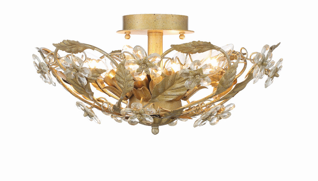 ##Antique Hardware## Paris Market 6 Light Gold Leaf Semi Flush Mount