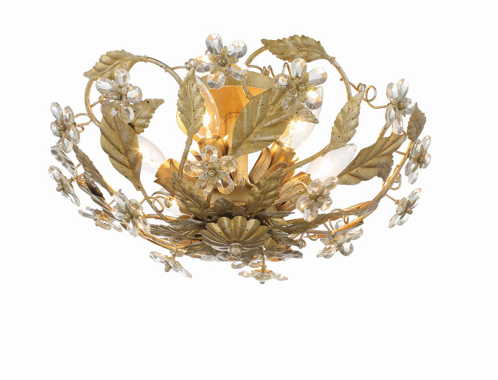 ##Antique Hardware## Paris Market 6 Light Gold Leaf Semi Flush Mount