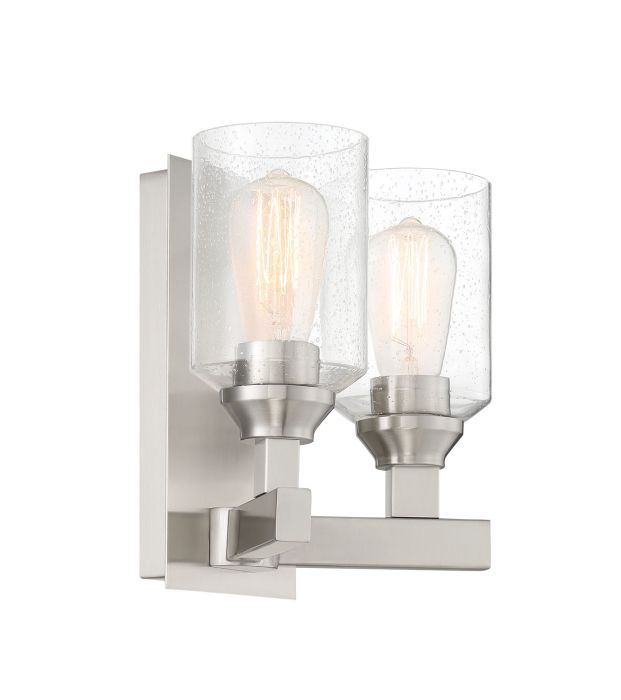 Antique Hardware Chicago 2 Light Wall Sconce in Brushed Polished Nickel Wall Sconce