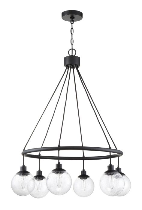 ##Antique Hardware## Que 6 Light Chandelier in Flat Black