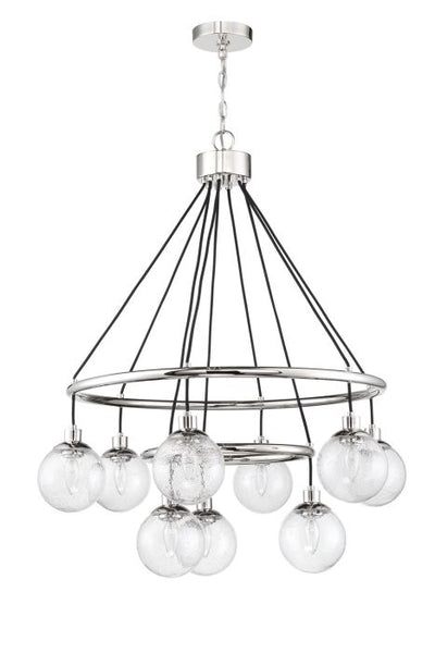 ##Antique Hardware## Que 9 Light Chandelier in Chrome