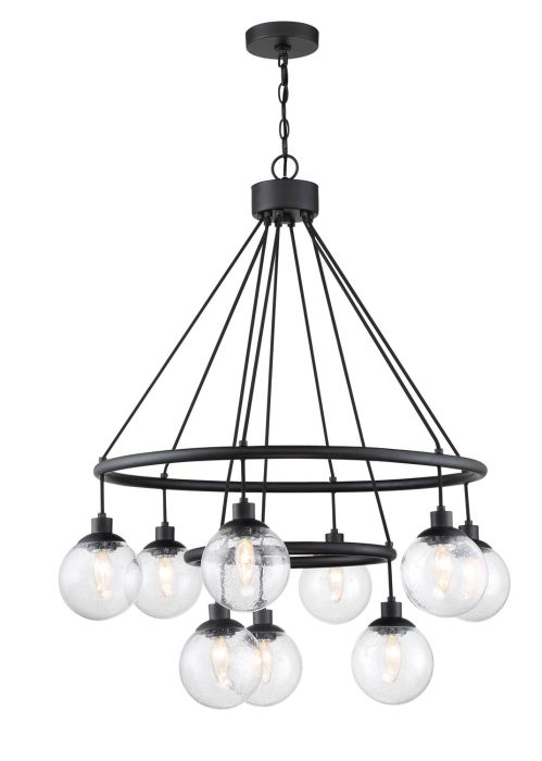 ##Antique Hardware## Que 9 Light Chandelier in Flat Black