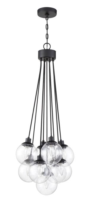 ##Antique Hardware## Que 9 Light Pendant in Flat Black