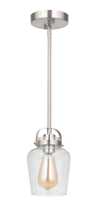 ##Antique Hardware## Trystan 1 Light Mini Pendant in Brushed Polished Nickel