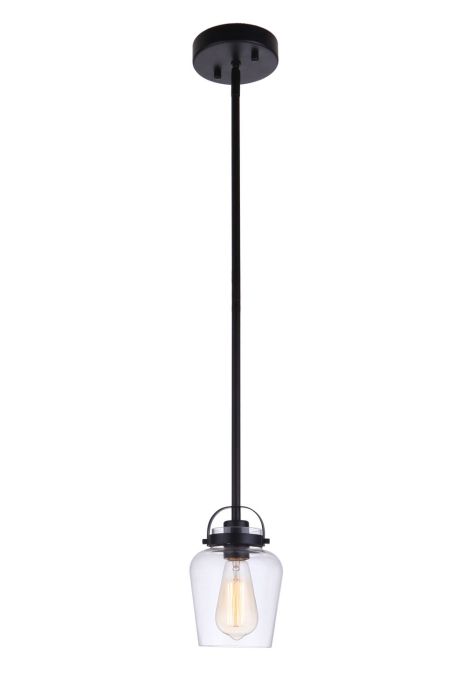 ##Antique Hardware## Trystan 1 Light Mini Pendant in Flat Black