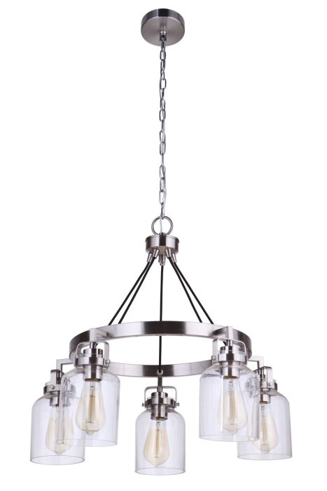 Antique Hardware Foxwood 5 Light Chandelier in Brushed Polished Nickel Chandelier