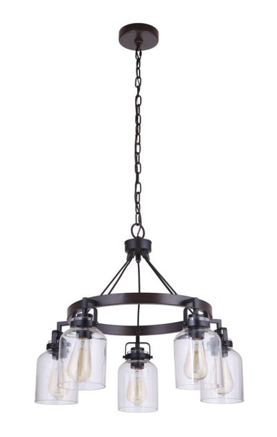 Antique Hardware Foxwood 5 Light Chandelier in Flat Black/Dark Teak Chandelier