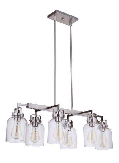 Antique Hardware Foxwood 6 Light Island in Brushed Polished Nickel Linear