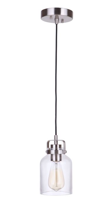 Antique Hardware Foxwood 1 Light Mini Pendant in Brushed Polished Nickel Pendant