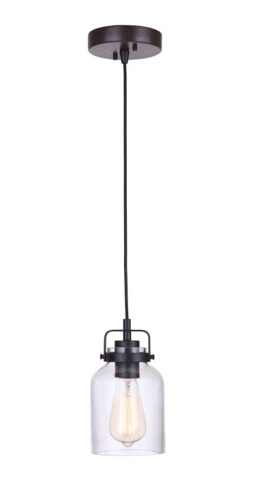 Antique Hardware Foxwood 1 Light Mini Pendant in Flat Black/Dark Teak Pendant