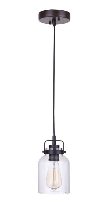 Antique Hardware Foxwood 1 Light Mini Pendant in Flat Black/Dark Teak Pendant