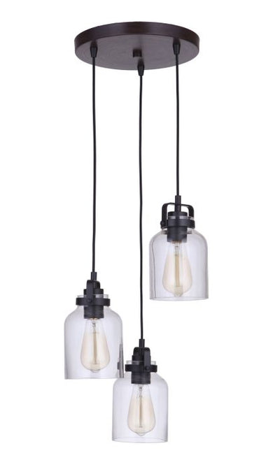 Antique Hardware Foxwood 3 Light Pendant in Flat Black/Dark Teak Pendant