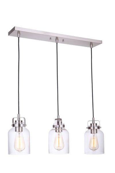 Antique Hardware Foxwood 3 Light Pendant in Brushed Polished Nickel Pendant