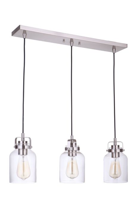 Antique Hardware Foxwood 3 Light Pendant in Brushed Polished Nickel Pendant