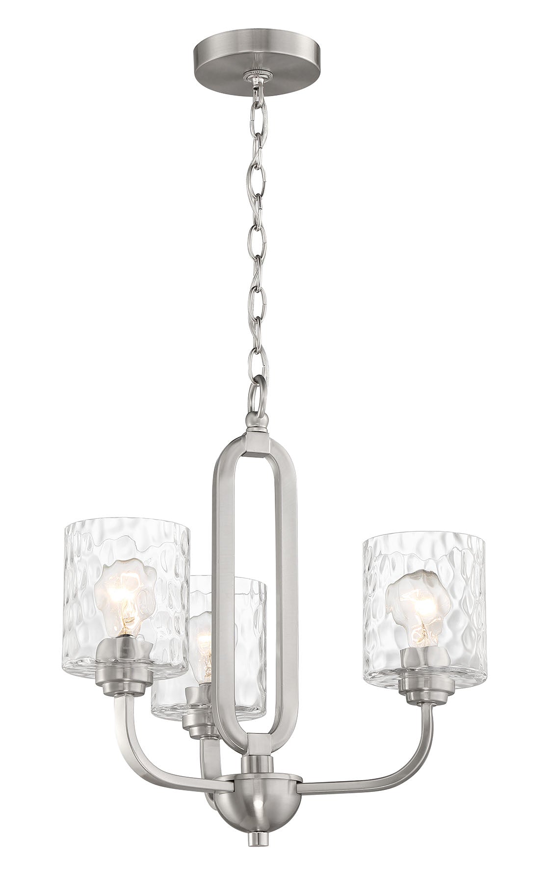 Antique Hardware Collins 3 Light Chandelier in Brushed Polished Nickel Chandelier