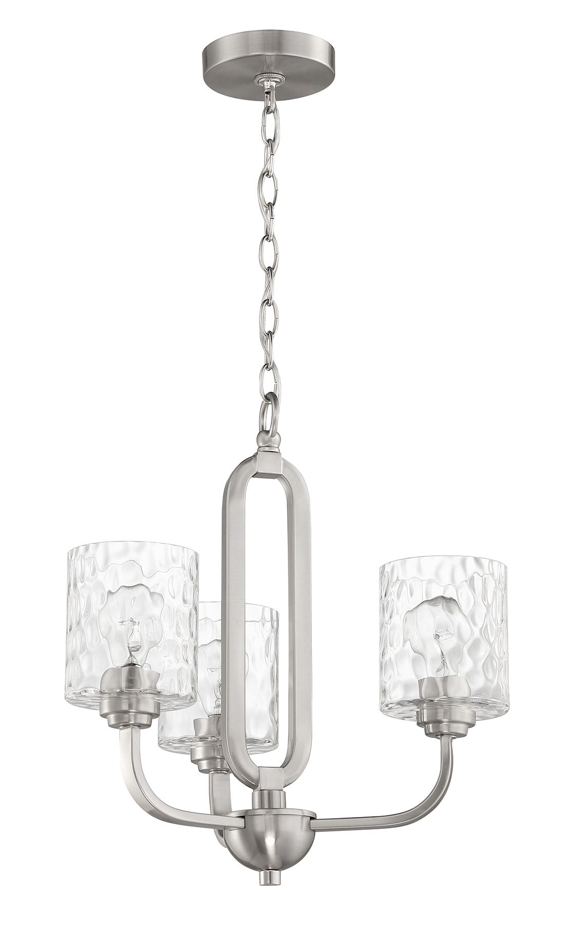 Antique Hardware Collins 3 Light Chandelier in Brushed Polished Nickel Chandelier