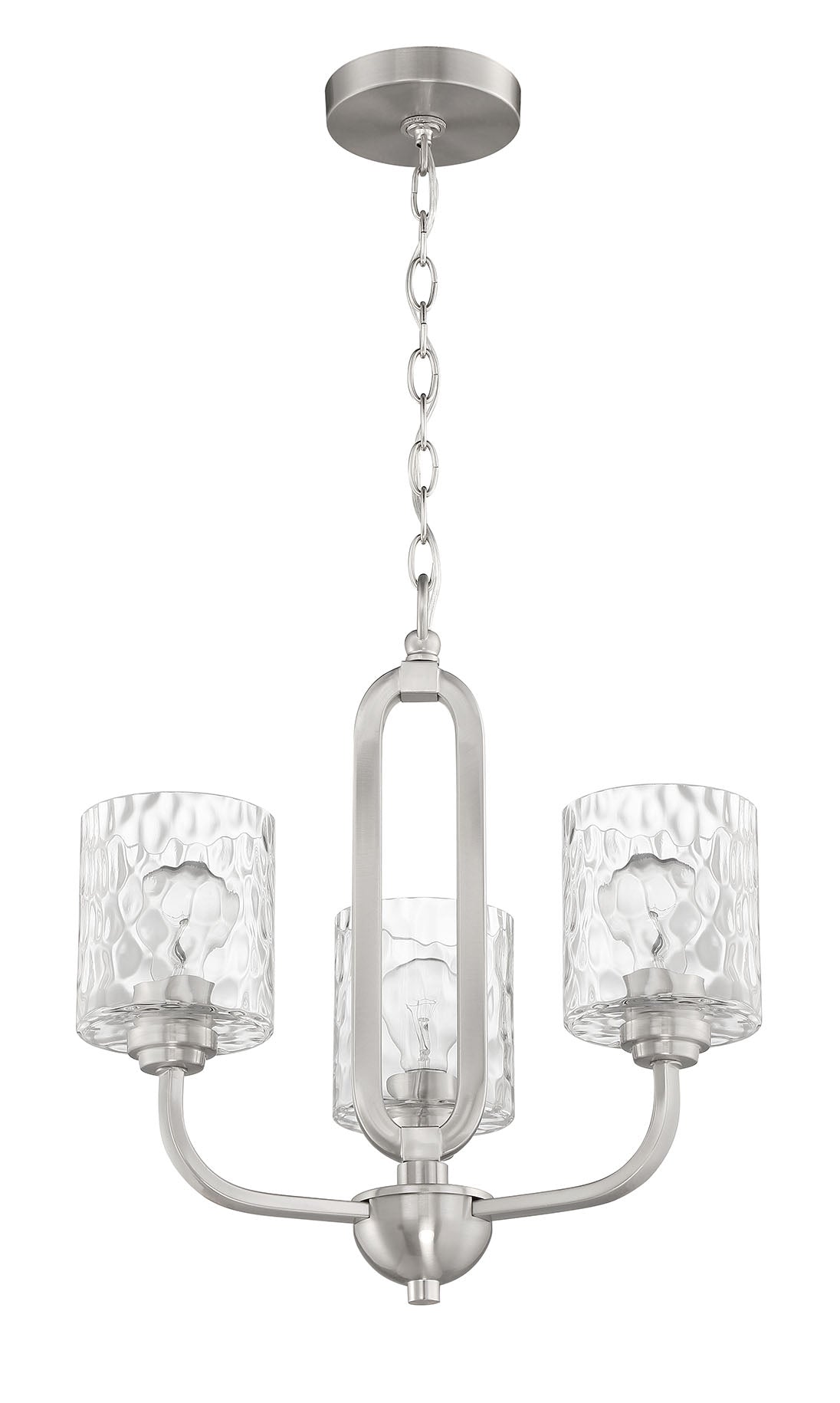 Antique Hardware Collins 3 Light Chandelier in Brushed Polished Nickel Chandelier