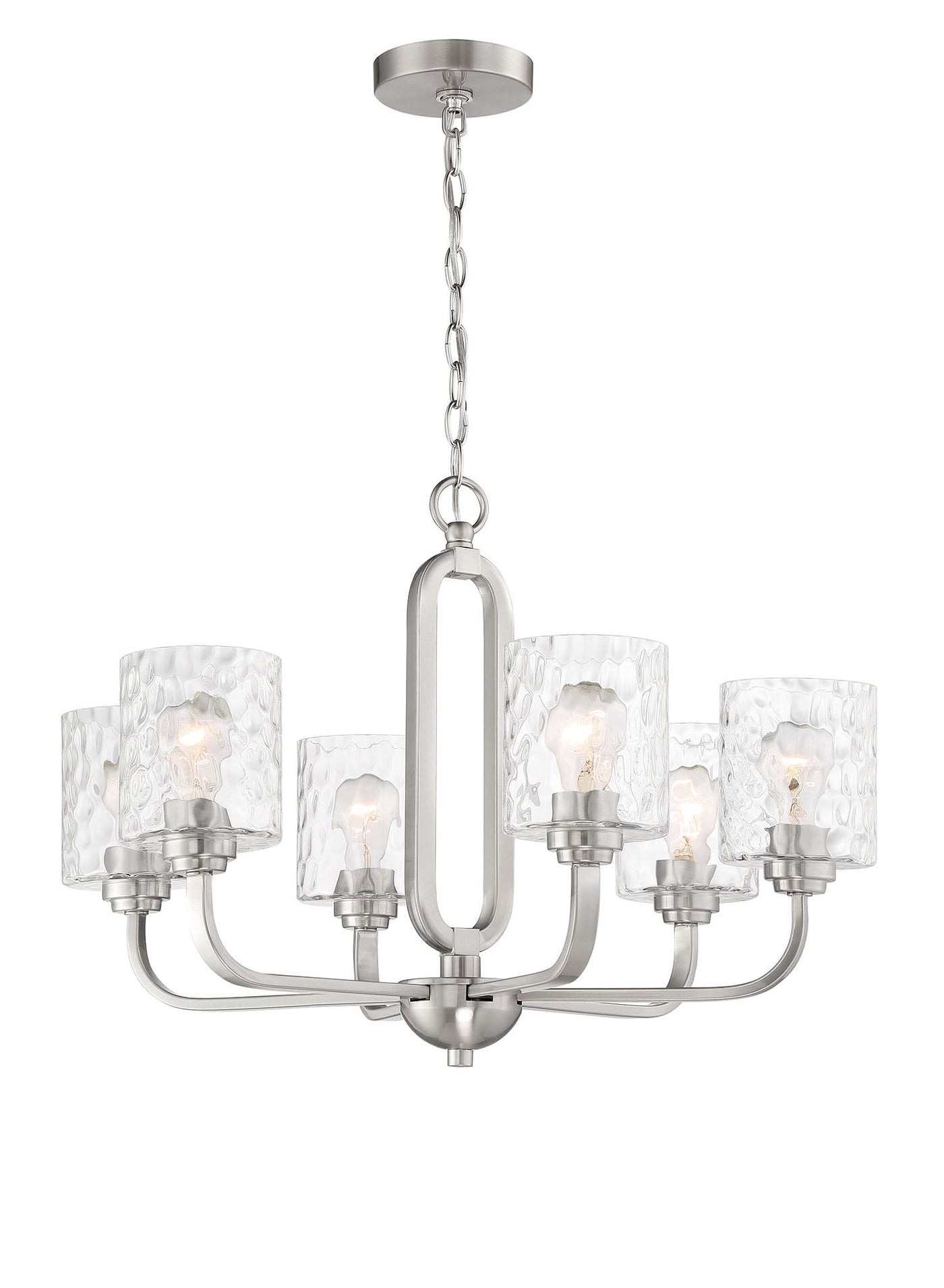 Antique Hardware Collins 6 Light Chandelier in Brushed Polished Nickel Chandelier