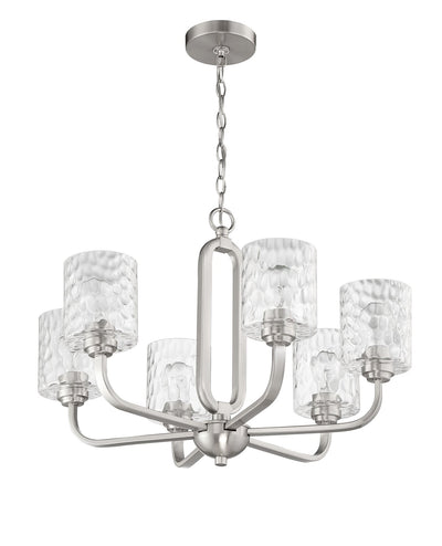 Antique Hardware Collins 6 Light Chandelier in Brushed Polished Nickel Chandelier