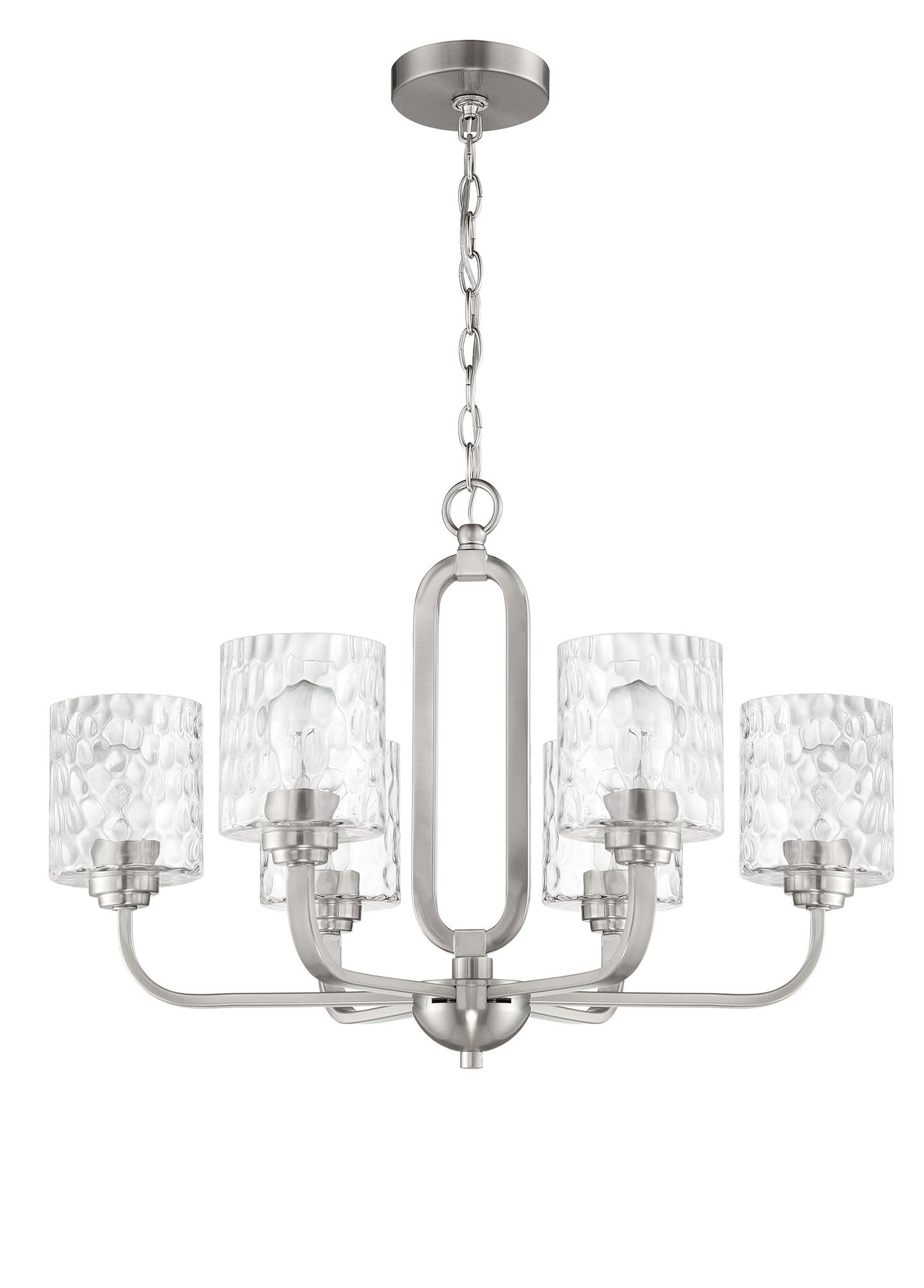 Antique Hardware Collins 6 Light Chandelier in Brushed Polished Nickel Chandelier