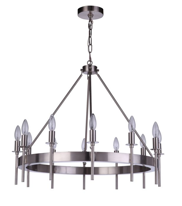 ##Antique Hardware## Larrson 12 Light Chandelier in Brushed Polished Nickel